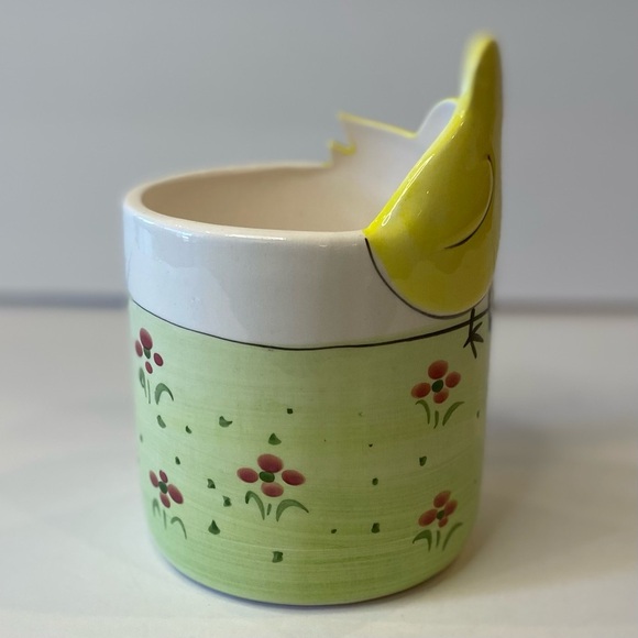 Easter Chick Yellow And Green Ceramic Planter or Candy Dish - Picture 5 of 8